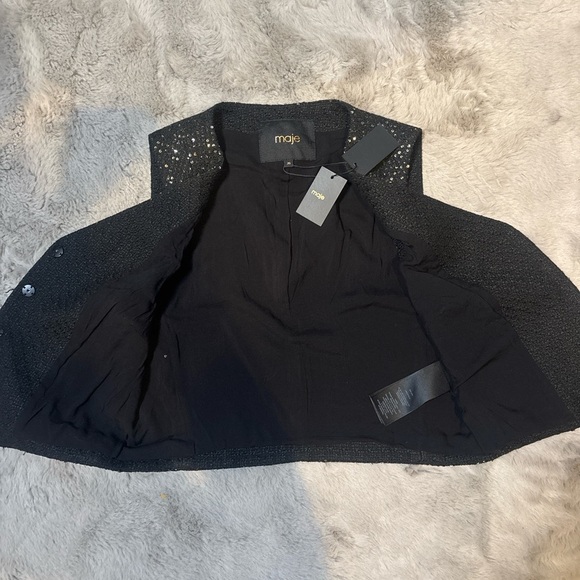 Maje Black and Gold Sequin Vest NWT - Picture 5 of 7